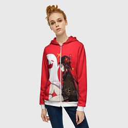 Толстовка на молнии женская Ху Тао Hu Tao Genshin Impact, цвет: 3D-белый — фото 2