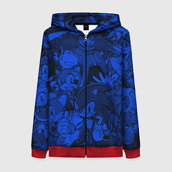 Женская толстовка на молнии SONIC BLUE PATTERN СИНИЙ ЁЖ