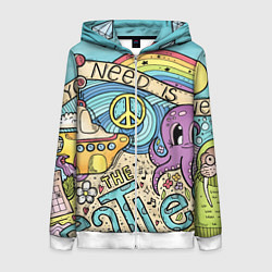 Толстовка на молнии женская All you need is The Beatles, цвет: 3D-белый