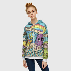 Толстовка на молнии женская All you need is The Beatles, цвет: 3D-белый — фото 2