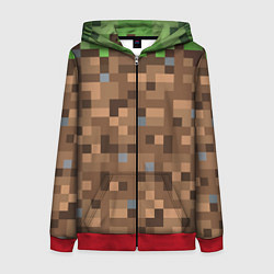 Толстовка на молнии женская ЗЕМЛЯ DIRT MINECRAFT, цвет: 3D-красный