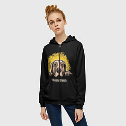 Толстовка на молнии женская Веймаранер Weimaraner, цвет: 3D-черный — фото 2