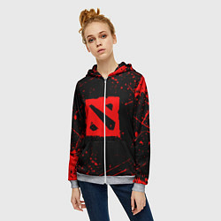 Толстовка на молнии женская DOTA 2 БРЫЗГИ КРАСОК ДОТА 2 ЛОГО, цвет: 3D-меланж — фото 2