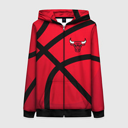 Толстовка на молнии женская Чикаго Буллз Chicago Bulls NBA, цвет: 3D-черный