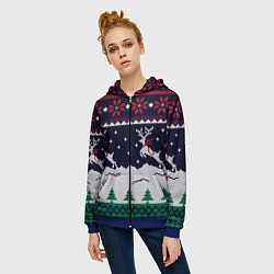 Толстовка на молнии женская СВИТЕР С ОЛЕНЯМИ DEER SWEATER, цвет: 3D-синий — фото 2