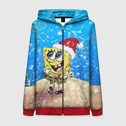 Женская толстовка на молнии НОВОГОДНИЙ ГУБКА БОБ КВАДРАТНЫЕ ШТАНЫ