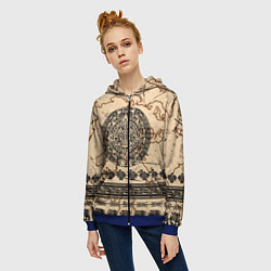 Толстовка на молнии женская AztecsАцтеки, цвет: 3D-синий — фото 2