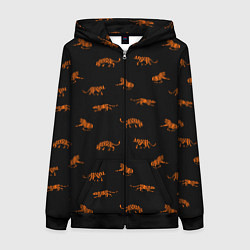 Женская толстовка на молнии Тигры паттерн Tigers pattern