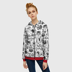 Толстовка на молнии женская THE WITCHER LOGOBOMBING ЧЁРНО БЕЛЫЙ ВЕДЬМАК ПАТТЕР, цвет: 3D-красный — фото 2