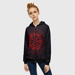 Толстовка на молнии женская Красный Вегвизир, цвет: 3D-черный — фото 2