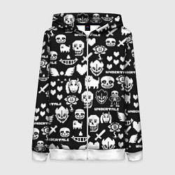 Женская толстовка на молнии UNDERTALE PATTERN БЕЛЫЙ