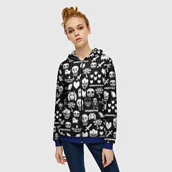 Толстовка на молнии женская UNDERTALE PATTERN БЕЛЫЙ, цвет: 3D-синий — фото 2