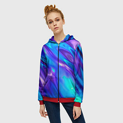 Толстовка на молнии женская Neon Holographic, цвет: 3D-красный — фото 2