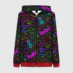 Женская толстовка на молнии League Of Legends - Arcane неоновые логотипы