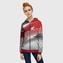 Толстовка на молнии женская Honda Текстура, цвет: 3D-красный — фото 2