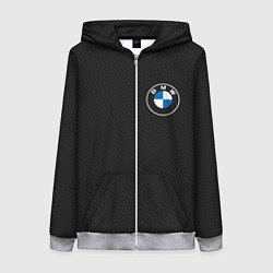 Женская толстовка на молнии BMW LOGO CARBON ЧЕРНЫЙ КАРБОН