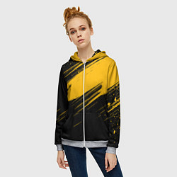 Толстовка на молнии женская Black and yellow grunge, цвет: 3D-меланж — фото 2