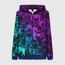 Женская толстовка на молнии AHEGAO NEON GIRL НЕОНОВЫЙ АХЕГАО