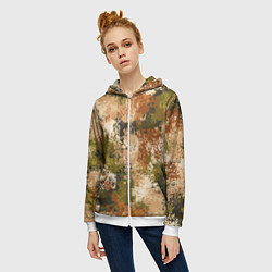 Толстовка на молнии женская Камуфляж Василиск Степь, цвет: 3D-белый — фото 2