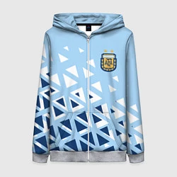 Толстовка на молнии женская Сборная Аргентины футбол, цвет: 3D-меланж