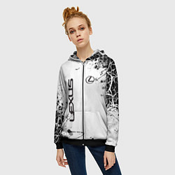 Толстовка на молнии женская Lexus texture Трещины, цвет: 3D-черный — фото 2