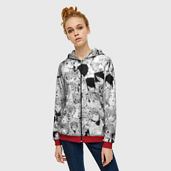 Толстовка на молнии женская Обещанный Неверленд pattern, цвет: 3D-красный — фото 2