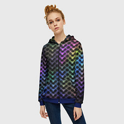 Толстовка на молнии женская Color vanguard pattern 2025 Neon, цвет: 3D-синий — фото 2
