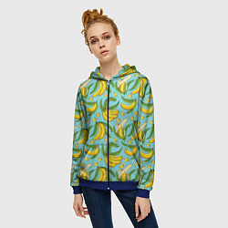 Толстовка на молнии женская Banana pattern Summer Fashion 2022, цвет: 3D-синий — фото 2