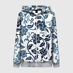Женская толстовка на молнии Гжелевые цветы
