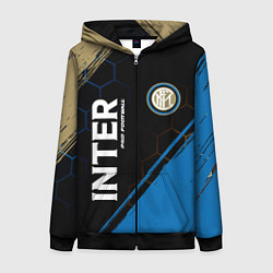 Толстовка на молнии женская INTER Pro Football Краска, цвет: 3D-черный