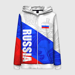 Толстовка на молнии женская RUSSIA - SPORTWEAR - ТРИКОЛОР, цвет: 3D-белый