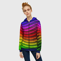 Толстовка на молнии женская Color line neon pattern Abstraction Summer 2023, цвет: 3D-синий — фото 2