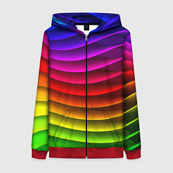 Толстовка на молнии женская Color line neon pattern Abstraction Summer 2023, цвет: 3D-красный