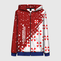 Толстовка на молнии женская Resident Evil Umbrella Corporation паттерн, цвет: 3D-синий