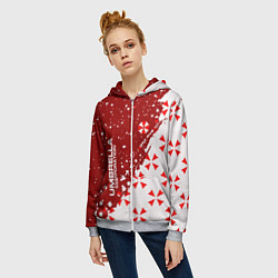 Толстовка на молнии женская Resident Evil Umbrella Corporation паттерн, цвет: 3D-меланж — фото 2
