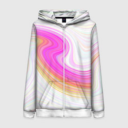 Толстовка на молнии женская Abstract gradient lines, цвет: 3D-белый