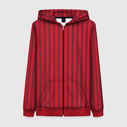 Женская толстовка на молнии Красно-черный узор в полоску
