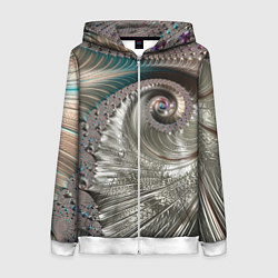 Женская толстовка на молнии Fractal pattern Spiral Серебристый фрактал спираль