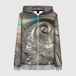 Женская толстовка на молнии Fractal pattern Spiral Серебристый фрактал спираль