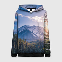Женская толстовка на молнии Горы Лес Солнце