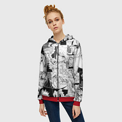 Толстовка на молнии женская Hunter x Hunter pattern, цвет: 3D-красный — фото 2