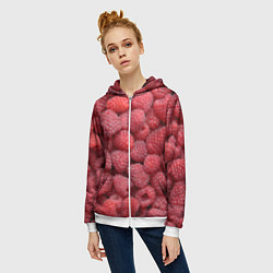 Толстовка на молнии женская Малина - ягоды, цвет: 3D-белый — фото 2