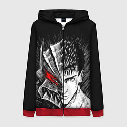 Толстовка на молнии женская БЕРСЕРК ГАТС И ДОСПЕХИ, цвет: 3D-красный