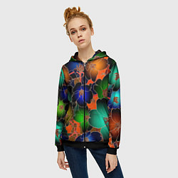 Толстовка на молнии женская Vanguard floral pattern Summer night Fashion trend, цвет: 3D-черный — фото 2