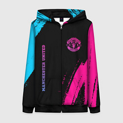 Толстовка на молнии женская Manchester United Neon Gradient, цвет: 3D-черный