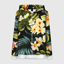 Толстовка на молнии женская Vanguard floral composition Summer, цвет: 3D-белый