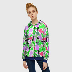 Толстовка на молнии женская Abstract pattern green pink spots, цвет: 3D-синий — фото 2