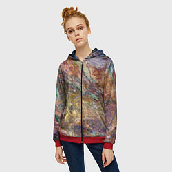 Толстовка на молнии женская Горная порода возраст которых превышает 3,6 миллиа, цвет: 3D-красный — фото 2