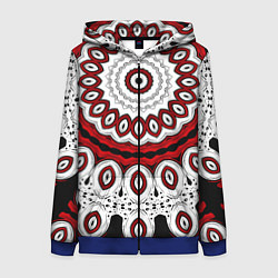 Женская толстовка на молнии Красно-черный калейдоскоп мандала
