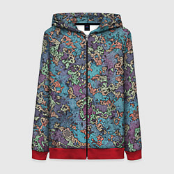 Толстовка на молнии женская Галлюциногенные узоры, цвет: 3D-красный